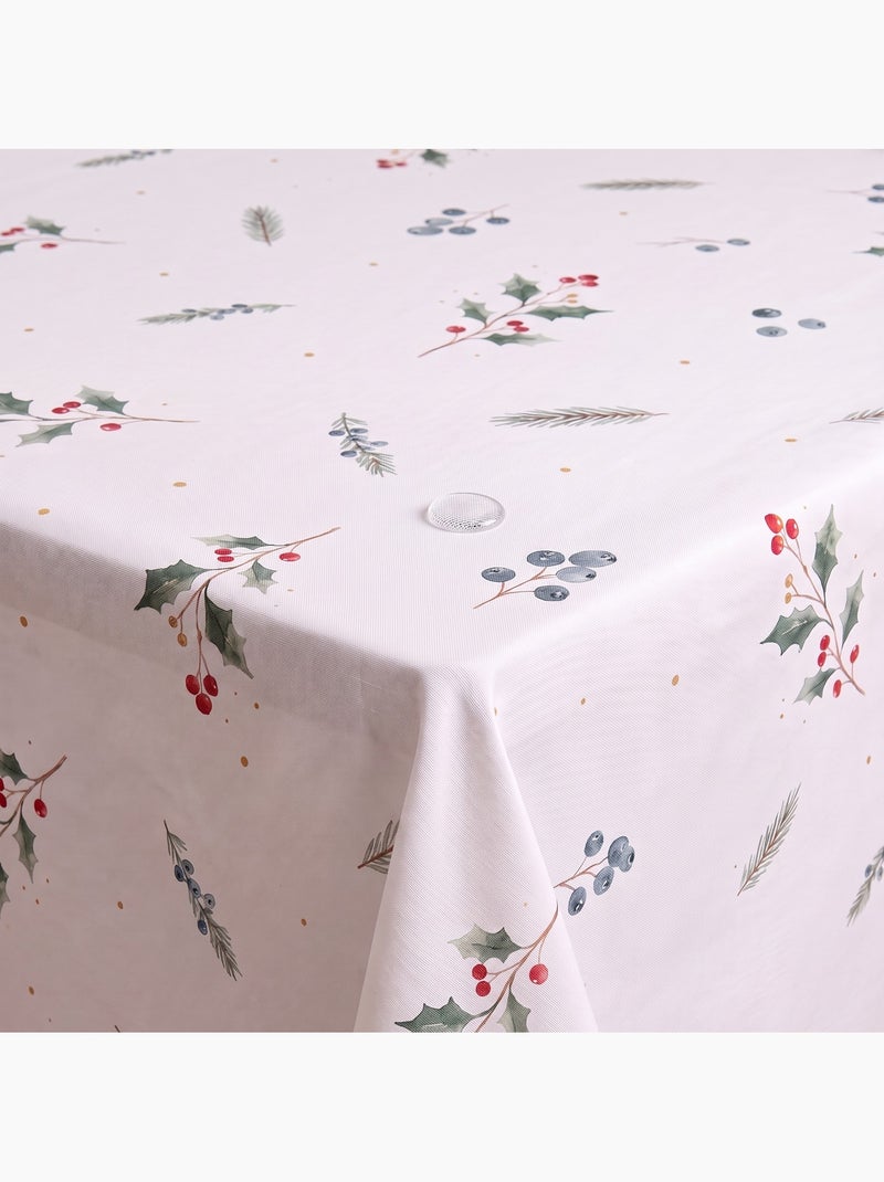 Toalha de mesa de natal impermeável com estampado de bagas e abetos - gamusi. Branco - Kiabi