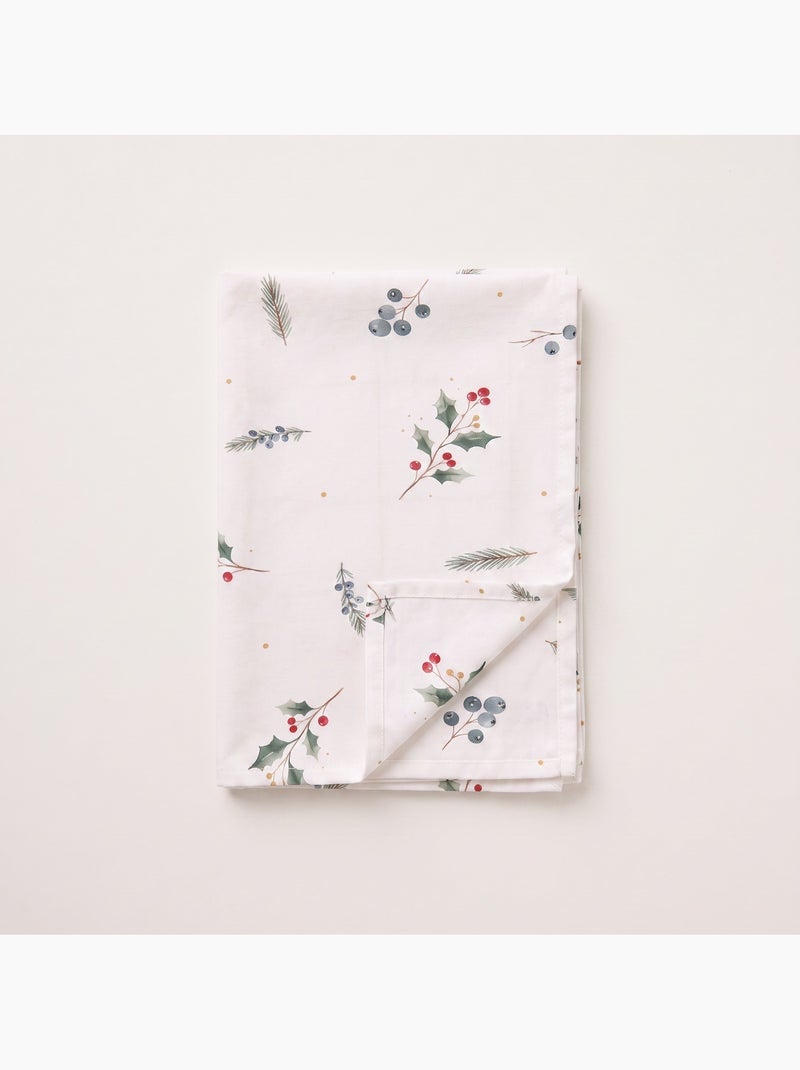Toalha de mesa de natal impermeável com estampado de bagas e abetos - gamusi. Branco - Kiabi