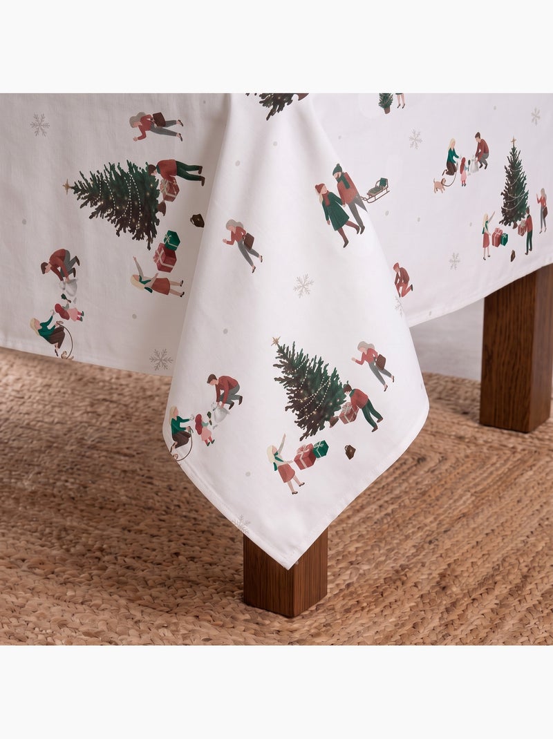 Toalha de mesa de natal impermeável com estampado de cenas de inverno - gamusi. Branco - Kiabi