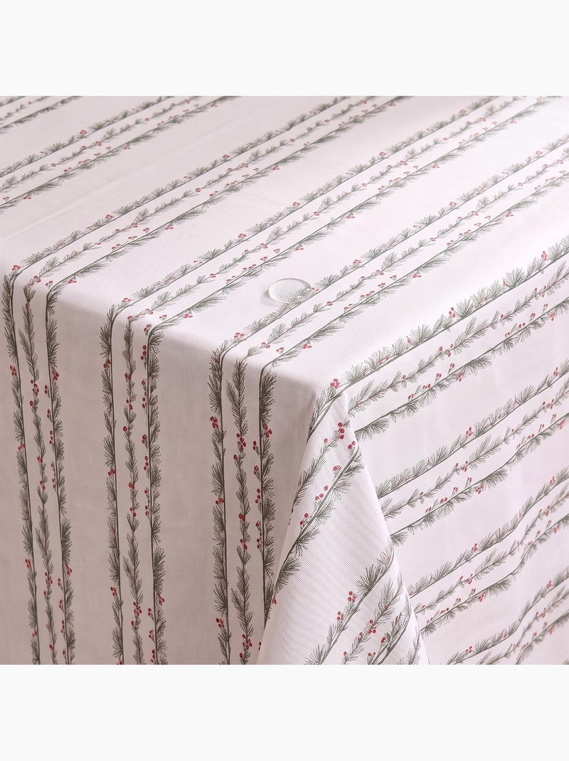 Toalha de mesa de natal impermeável com estampado de grinaldas de azevinho - gamusi. Branco - Kiabi