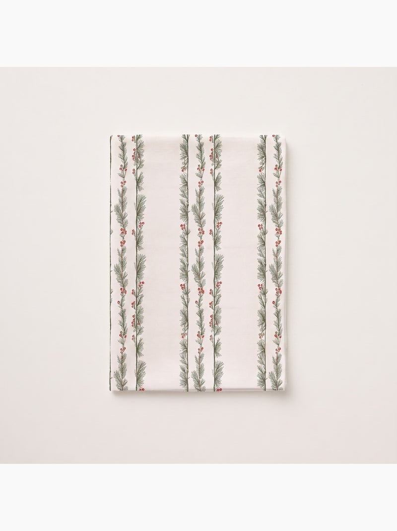 Toalha de mesa de natal impermeável com estampado de grinaldas de azevinho - gamusi. Branco - Kiabi