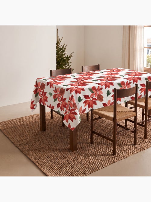 Toalha de mesa de natal impermeável com estampado de poinsétia - gamusi. - Kiabi Toalha de mesa de natal impermeável com estampado de poinsétia - gamusi. - Kiabi