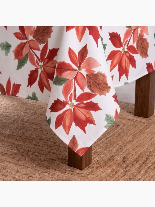 Toalha de mesa de natal impermeável com estampado de poinsétia - gamusi. - Kiabi Toalha de mesa de natal impermeável com estampado de poinsétia - gamusi. - Kiabi