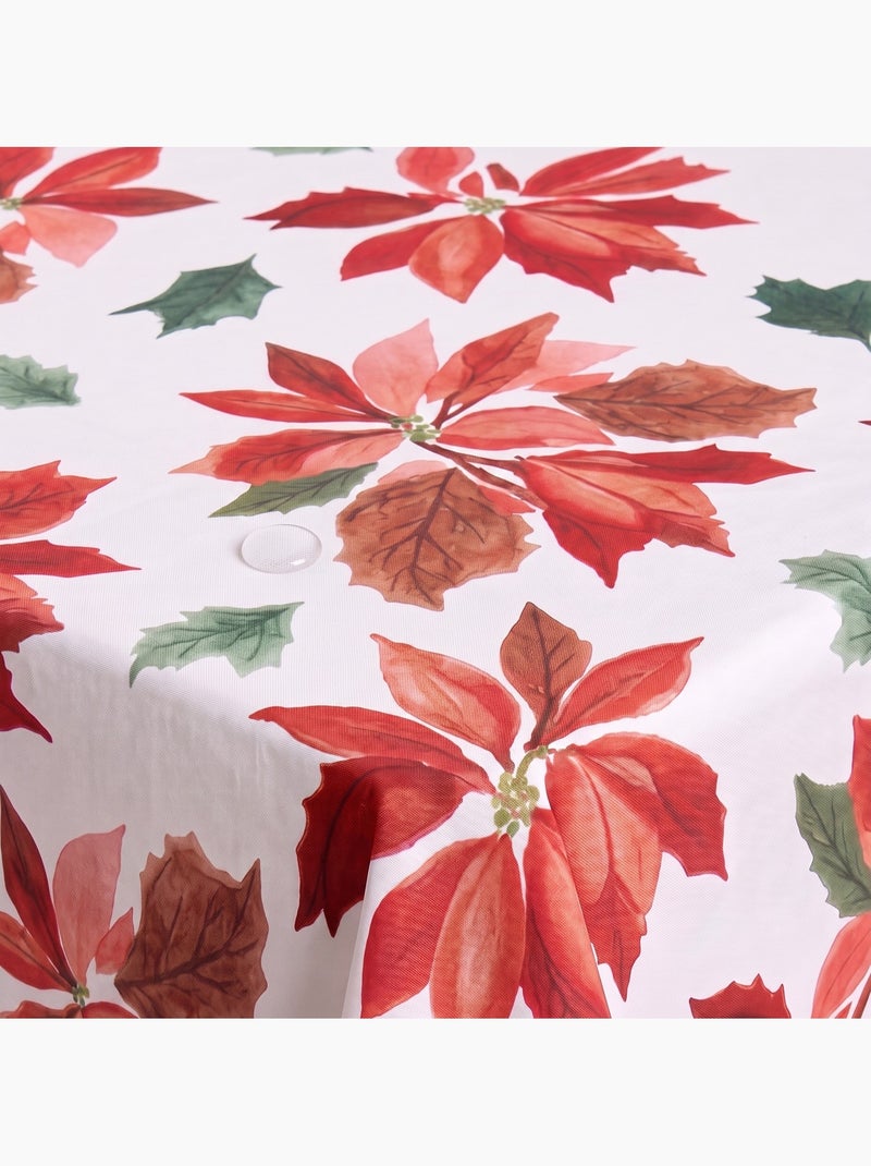 Toalha de mesa de natal impermeável com estampado de poinsétia - gamusi. Branco - Kiabi