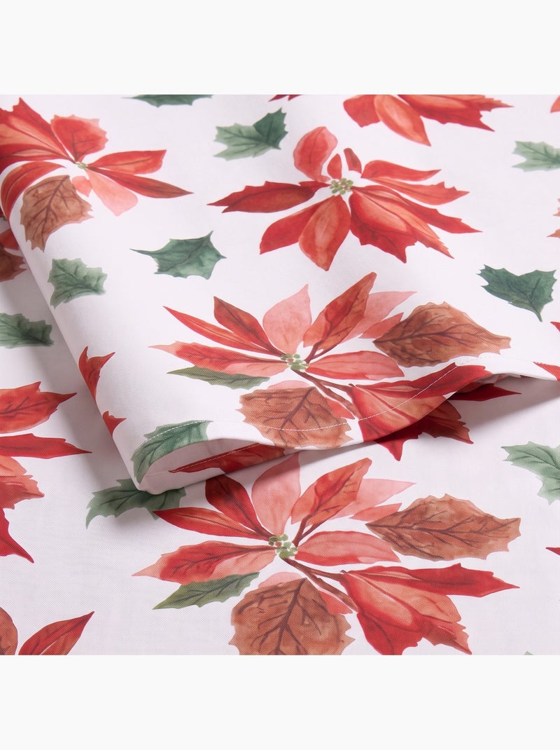 Toalha de mesa de natal impermeável com estampado de poinsétia - gamusi. Branco - Kiabi