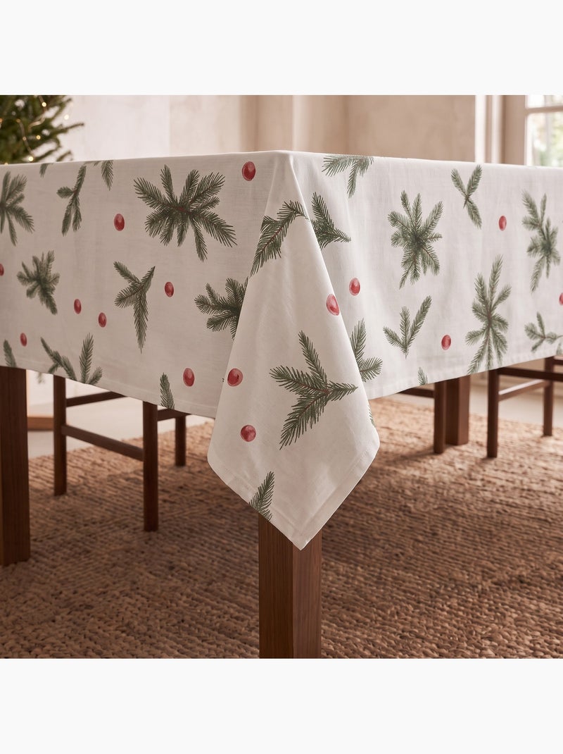 Toalha de mesa de natal impermeável com estampado de ramos de abeto - gamusi. Branco - Kiabi