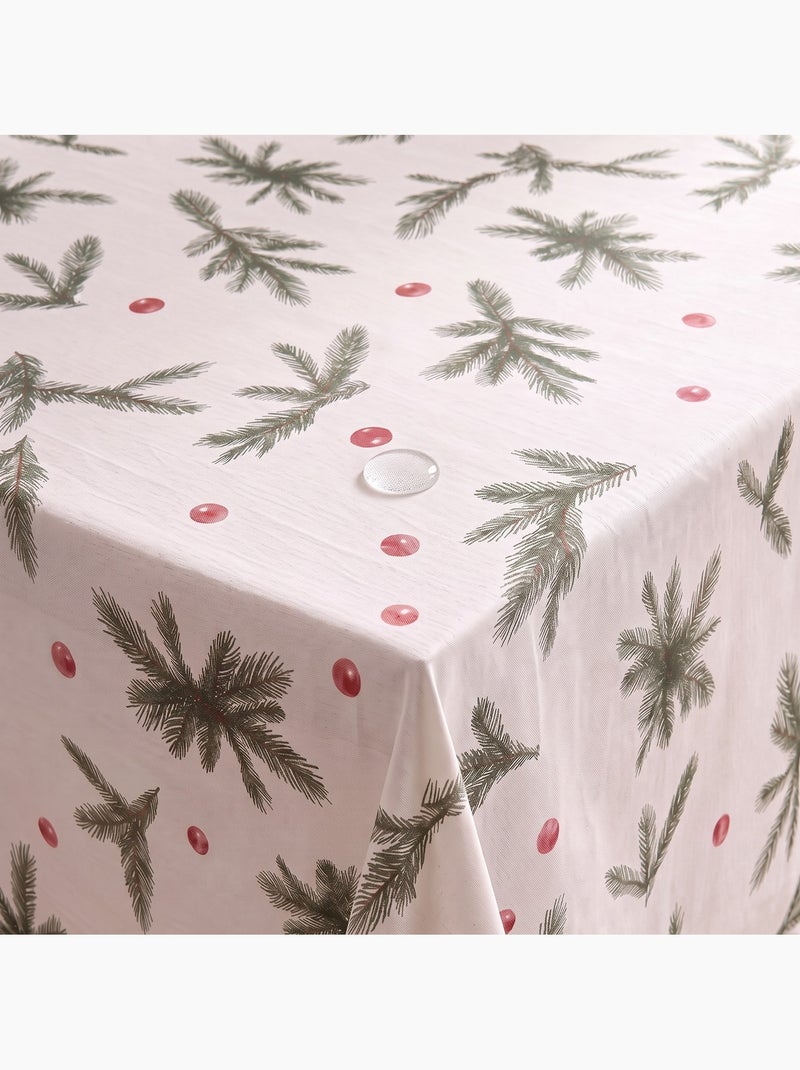 Toalha de mesa de natal impermeável com estampado de ramos de abeto - gamusi. Branco - Kiabi