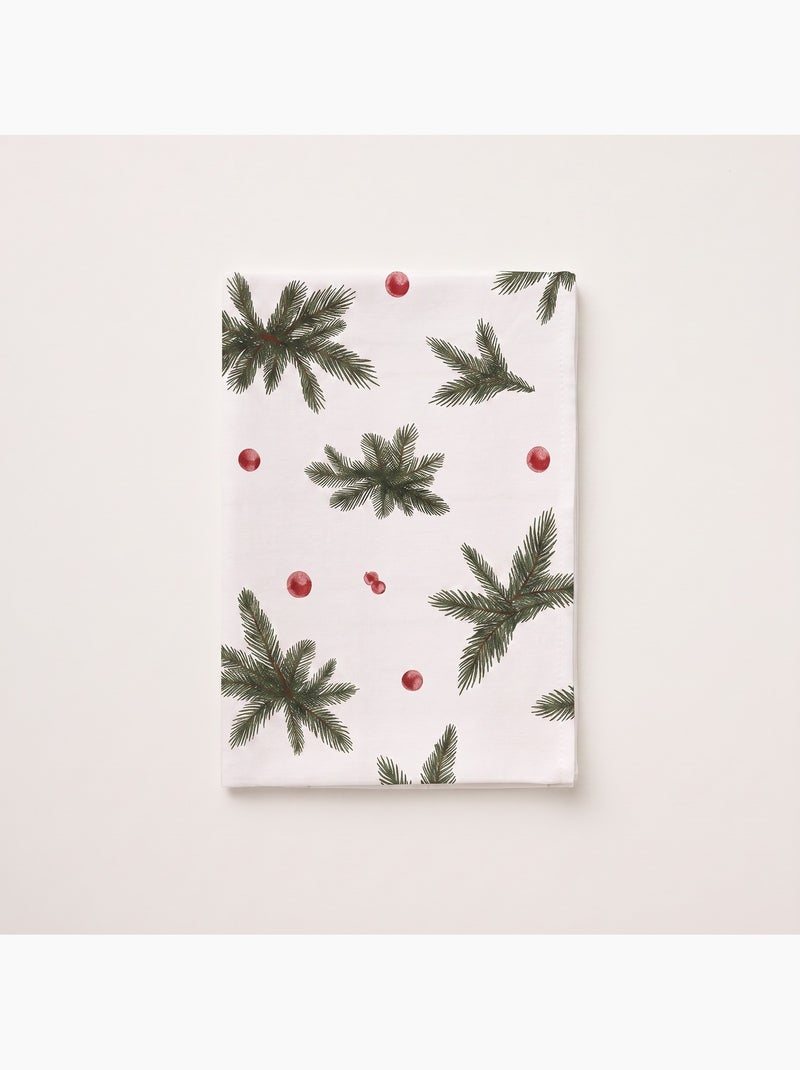 Toalha de mesa de natal impermeável com estampado de ramos de abeto - gamusi. Branco - Kiabi