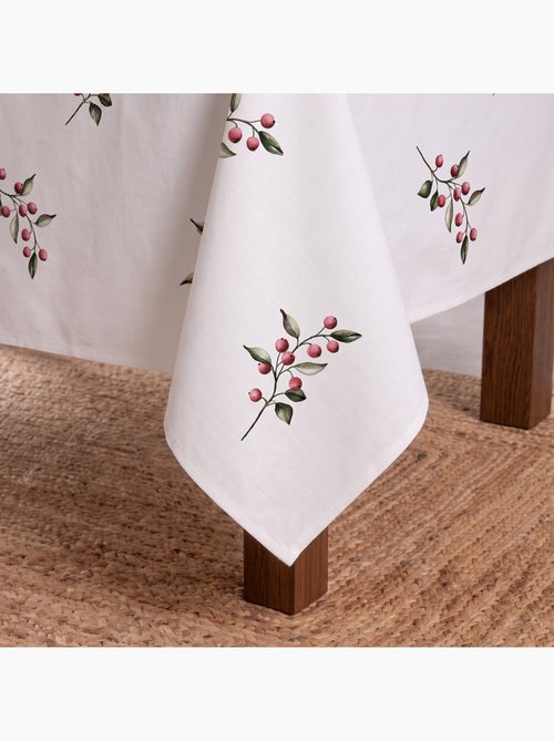 Toalha de mesa de natal impermeável com estampado de ramos de azevinho - gamusi. - Kiabi Toalha de mesa de natal impermeável com estampado de ramos de azevinho - gamusi. - Kiabi