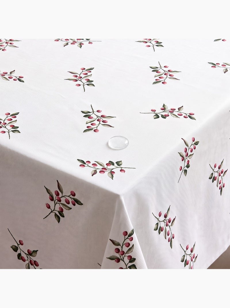 Toalha de mesa de natal impermeável com estampado de ramos de azevinho - gamusi. Branco - Kiabi