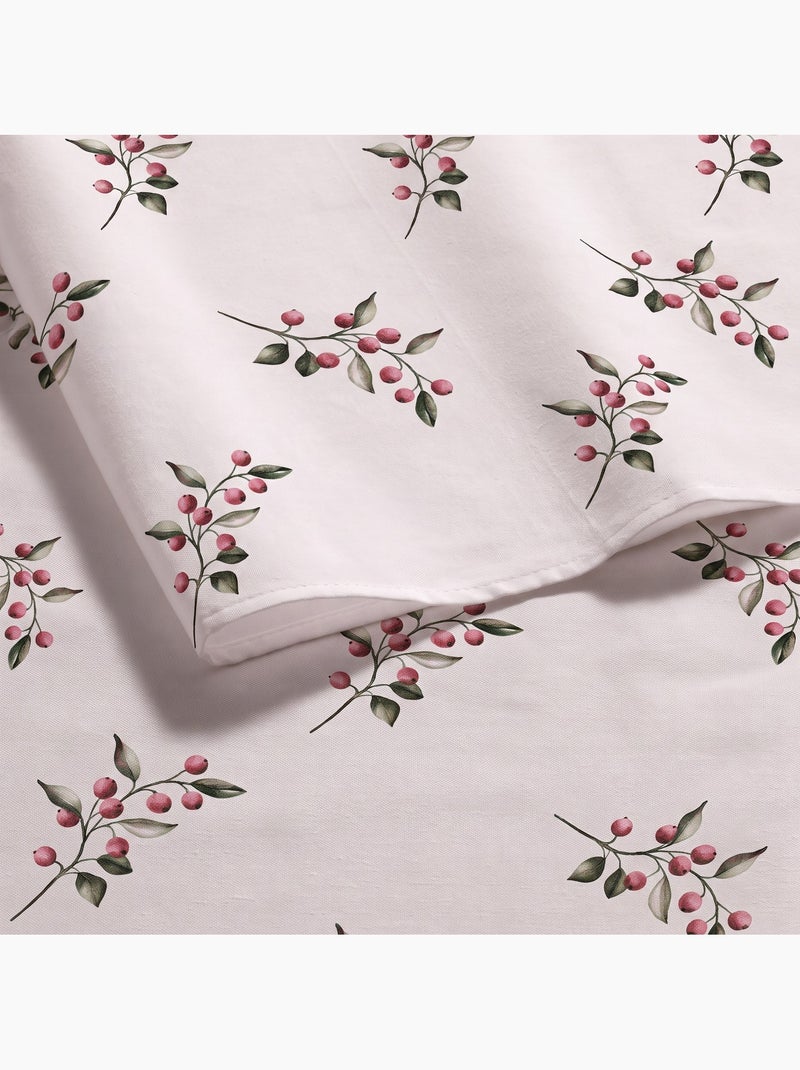 Toalha de mesa de natal impermeável com estampado de ramos de azevinho - gamusi. Branco - Kiabi