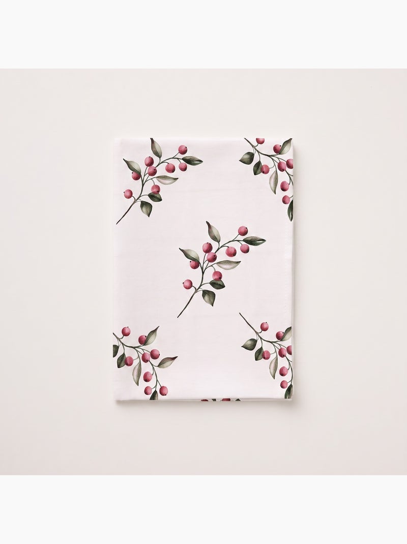 Toalha de mesa de natal impermeável com estampado de ramos de azevinho - gamusi. Branco - Kiabi