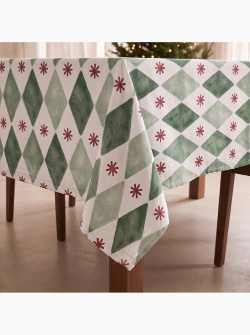 Toalha de mesa de natal impermeável com estampado geométrico de losangos e estrelas - gamusi. - Kiabi Toalha de mesa de natal impermeável com estampado geométrico de losangos e estrelas - gamusi. - Kiabi