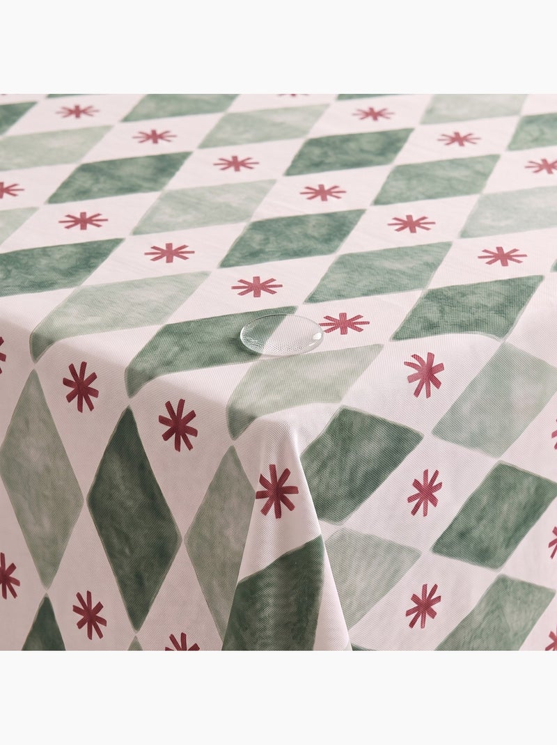 Toalha de mesa de natal impermeável com estampado geométrico de losangos e estrelas - gamusi. Verde - Kiabi