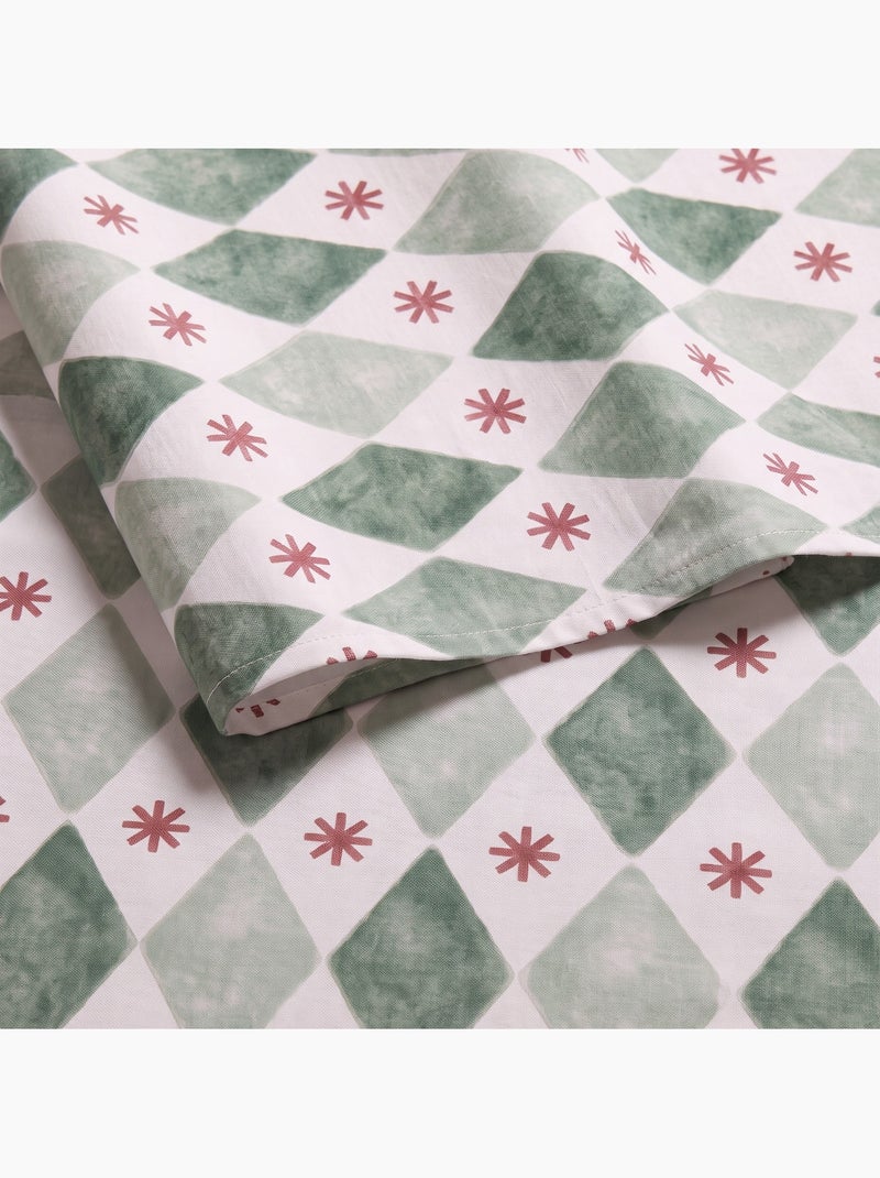 Toalha de mesa de natal impermeável com estampado geométrico de losangos e estrelas - gamusi. Verde - Kiabi