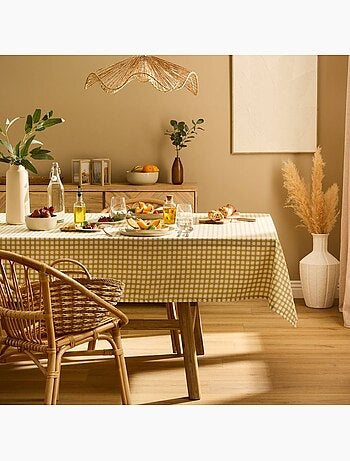 Toalha de mesa em algodão com padrão vichy para mesa retangular
