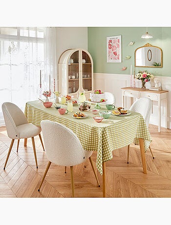 Toalha de mesa em algodão com padrão vichy para mesa retangular