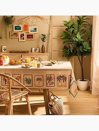 Toalha de mesa em algodão tropical repelente de água