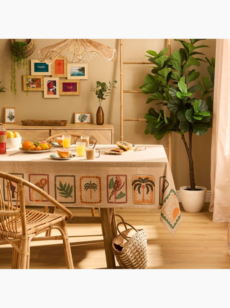 Toalha de mesa em algodão tropical repelente de água Verde-acinzentado - Kiabi