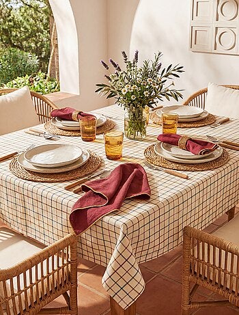 Toalha de mesa estampada aos quadrados - 150 x 250 cm - Kiabi Home