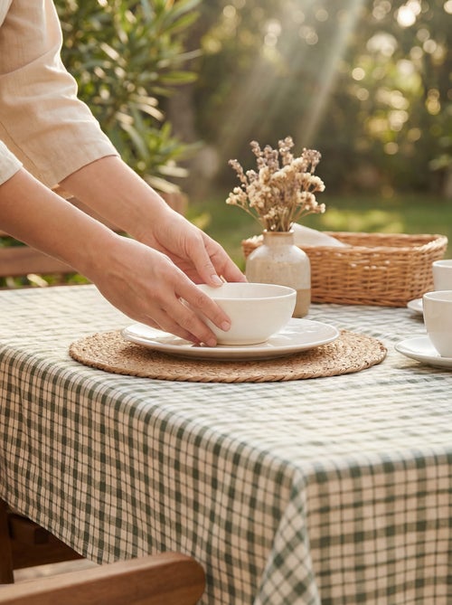 Toalha de mesa estampada aos quadrados 150 x 150 cm - Kiabi Home - Kiabi Toalha de mesa estampada aos quadrados 150 x 150 cm - Kiabi Home - Kiabi