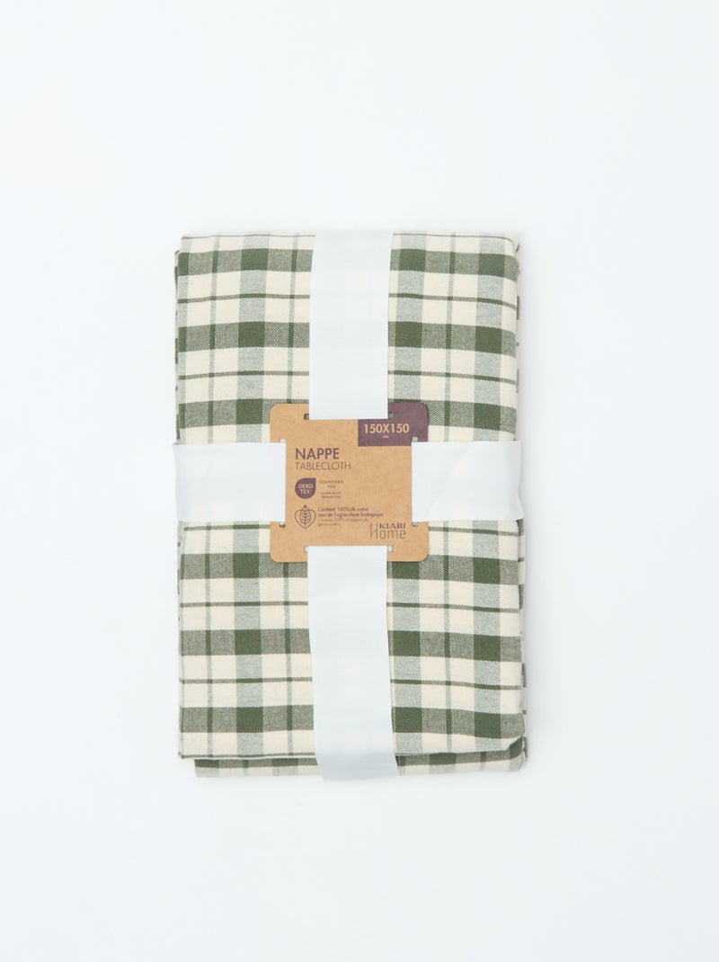 Toalha de mesa estampada aos quadrados (150x150 cm) - Kiabi Home Caqui - Kiabi