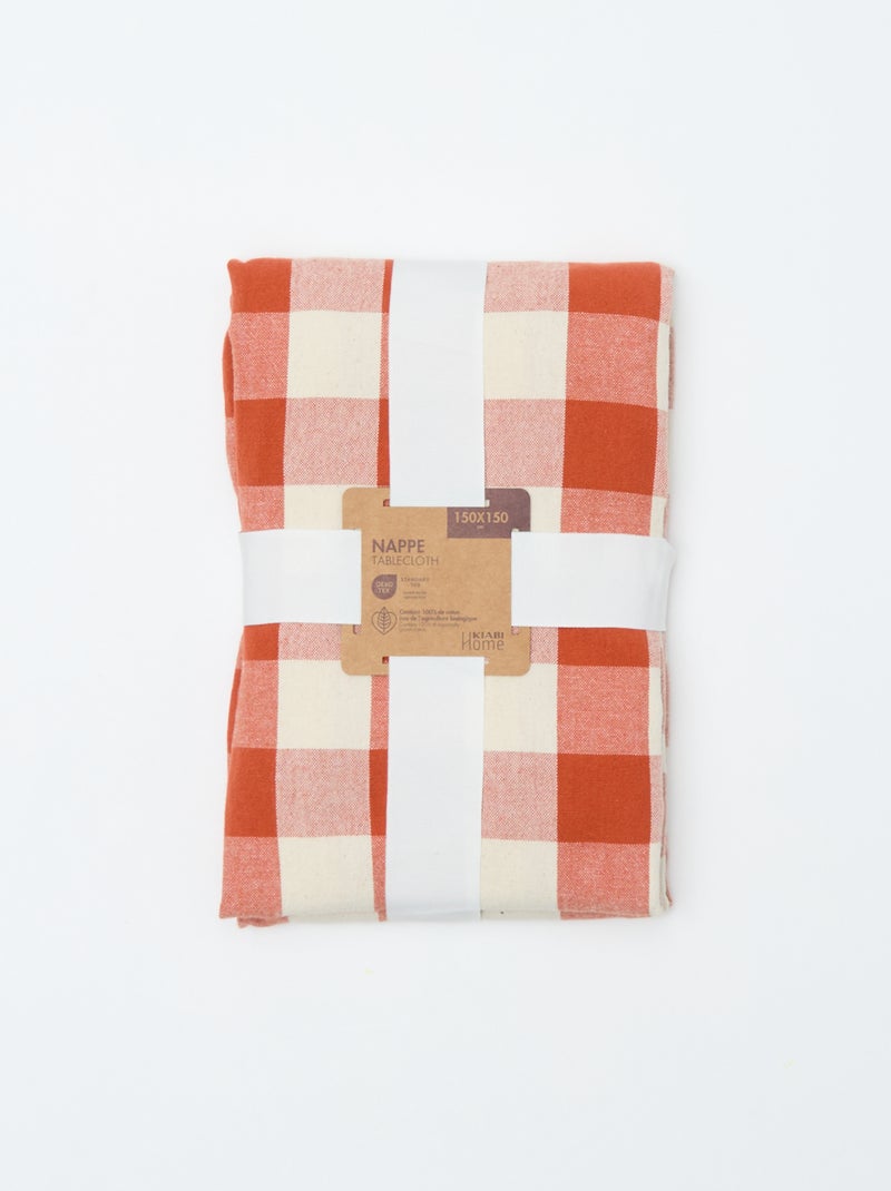 Toalha de mesa estampada aos quadrados (150x150 cm) - Kiabi Home Laranja - Kiabi