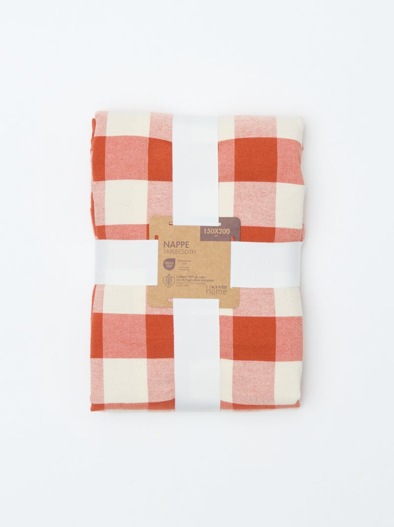 Toalha de mesa estampada aos quadrados (150x200 cm) - Kiabi Home Laranja - Kiabi