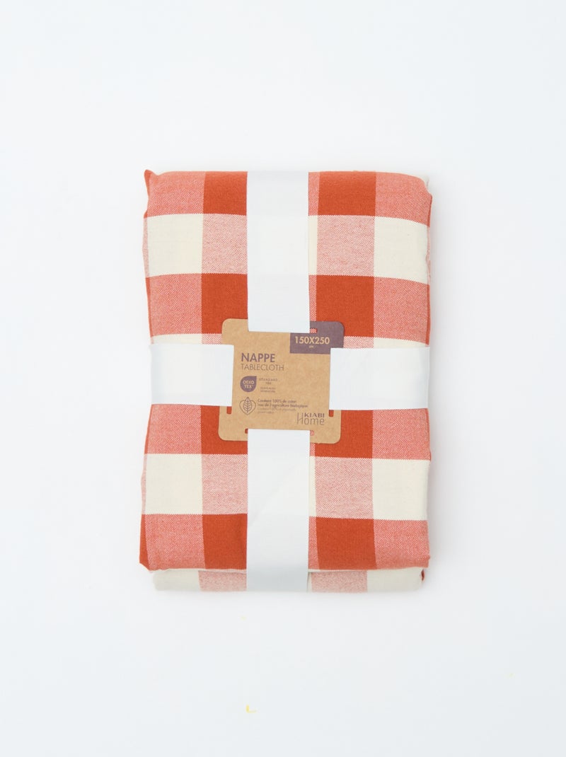 Toalha de mesa estampada aos quadrados (150x250 cm) - Kiabi Home Laranja - Kiabi