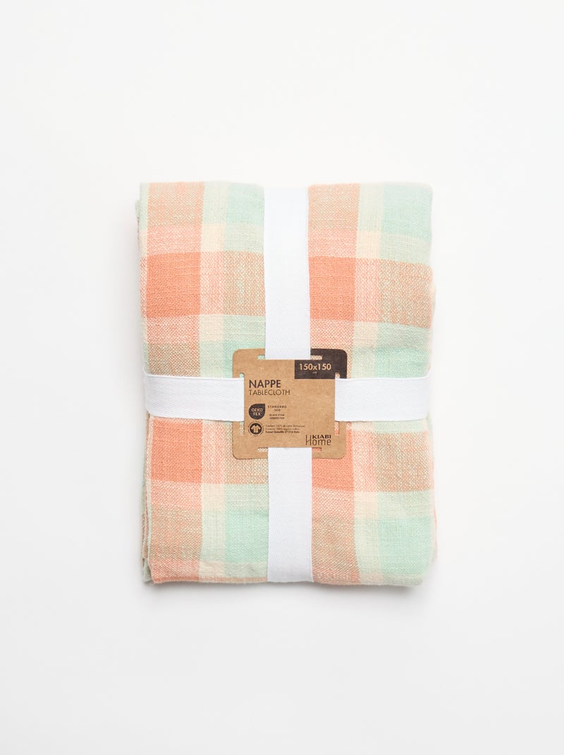 Toalha de mesa estampada aos quadrados Laranja - Kiabi