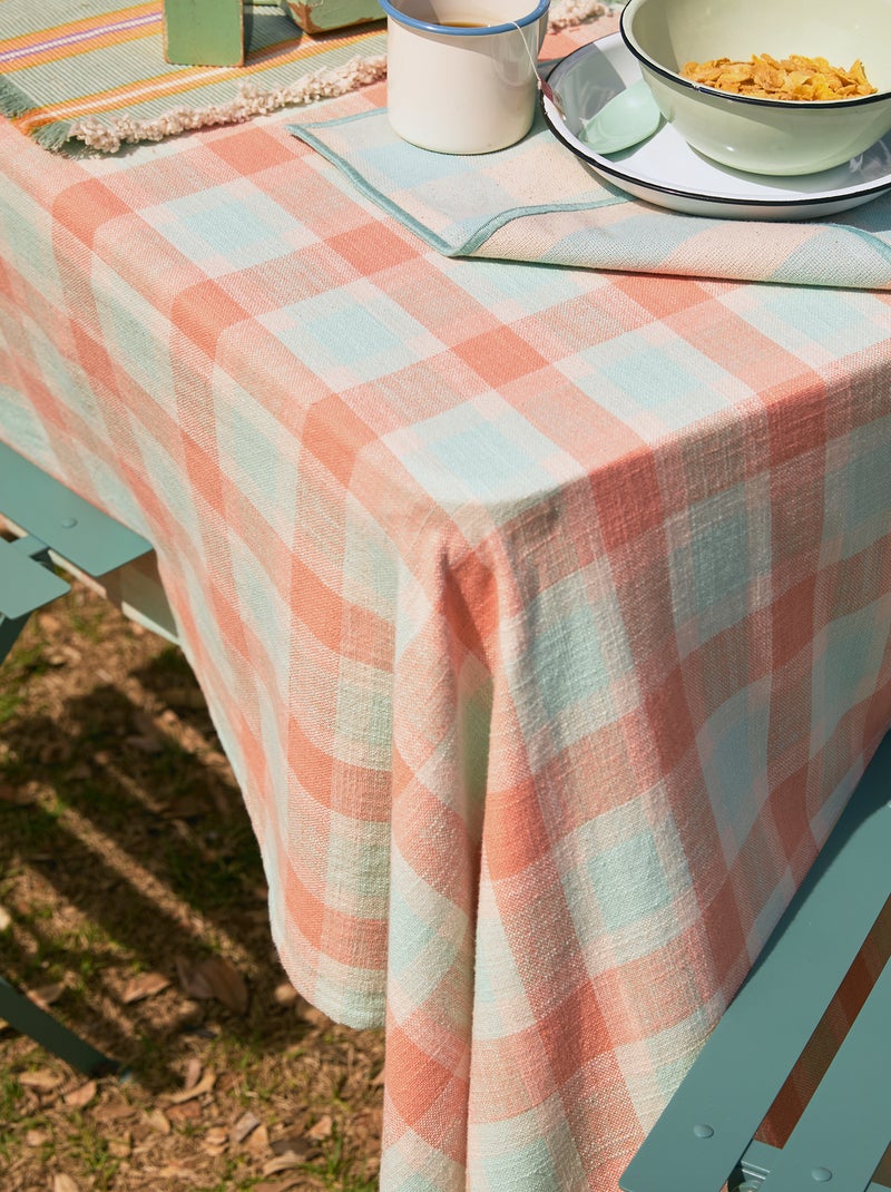 Toalha de mesa estampada aos quadrados Laranja - Kiabi