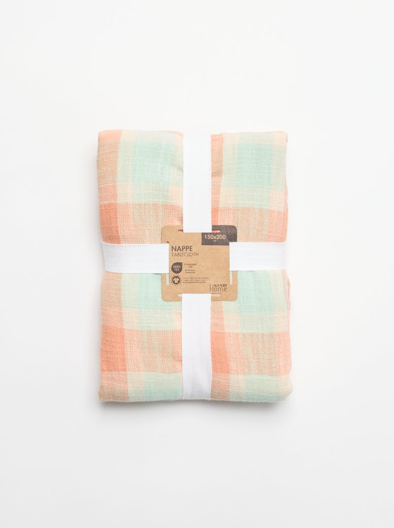 Toalha de mesa estampada aos quadrados Laranja - Kiabi