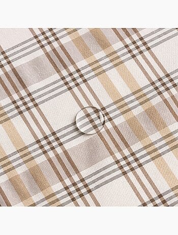 Toalha de mesa redonda antinódoas com design tartan, toque e caimento natural - Gamusi.