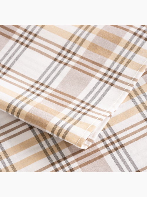 Toalha de mesa redonda antinódoas com design tartan, toque e caimento natural - Gamusi. - Kiabi