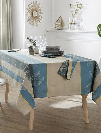 Toalha de mesa retangular com padrão tropical em jacquard revestido