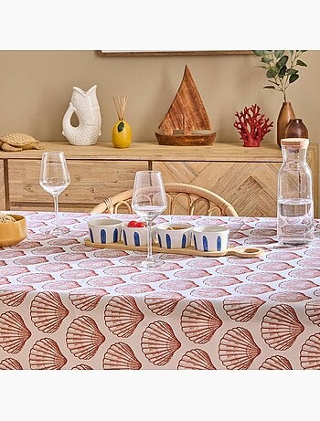 Toalha de mesa retangular resistente a manchas com estampado de conchas