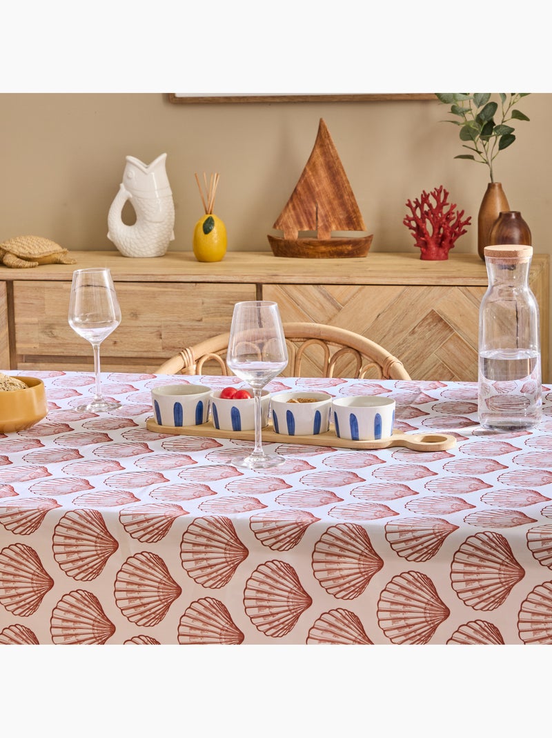 Toalha de mesa retangular resistente a manchas com estampado de conchas Terracota - Kiabi