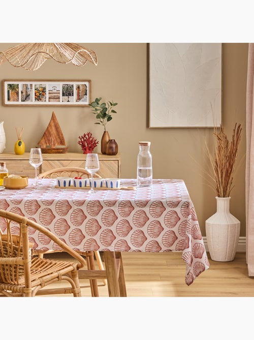 Toalha de mesa retangular resistente a manchas com estampado de conchas - Kiabi Toalha de mesa retangular resistente a manchas com estampado de conchas - Kiabi