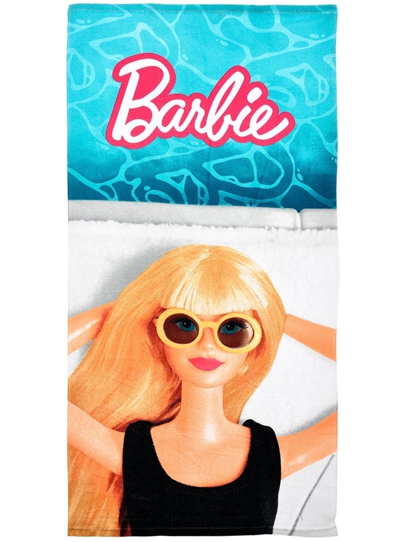 Toalha de praia barbie menina | licença oficial Azul - Kiabi
