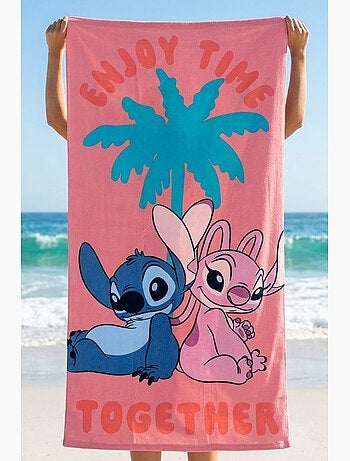 Toalha de praia lilo & stitch rosa menina | licença oficial