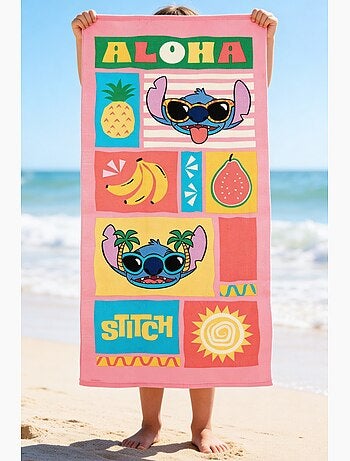 Toalha de praia lilo & stitch rosa menina | licença oficial