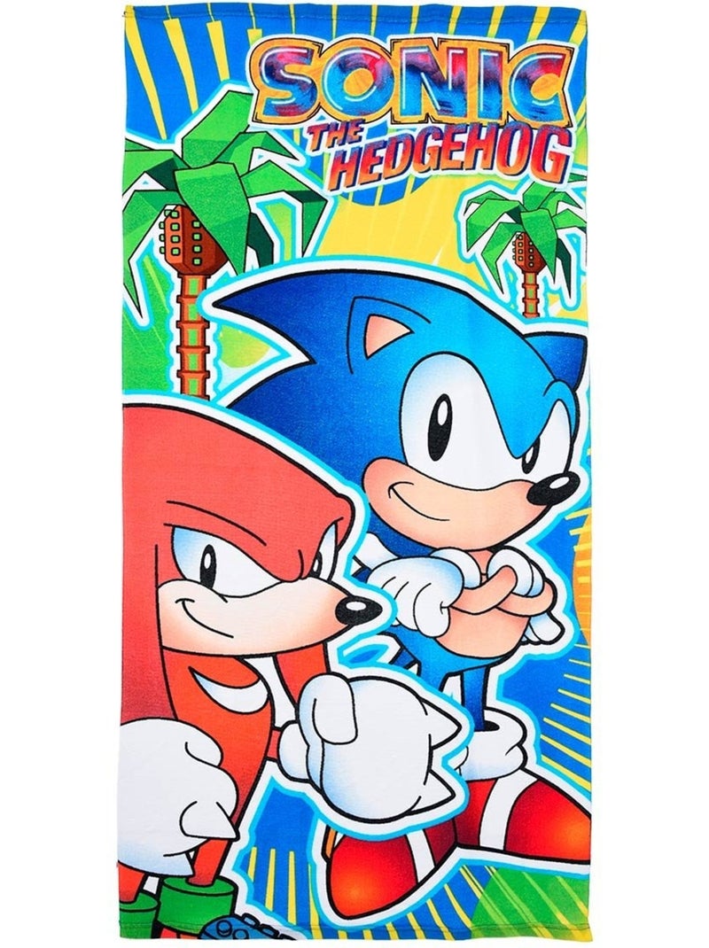 Toalha de praia sonic menino | licença oficial Azul Amarelo - Kiabi