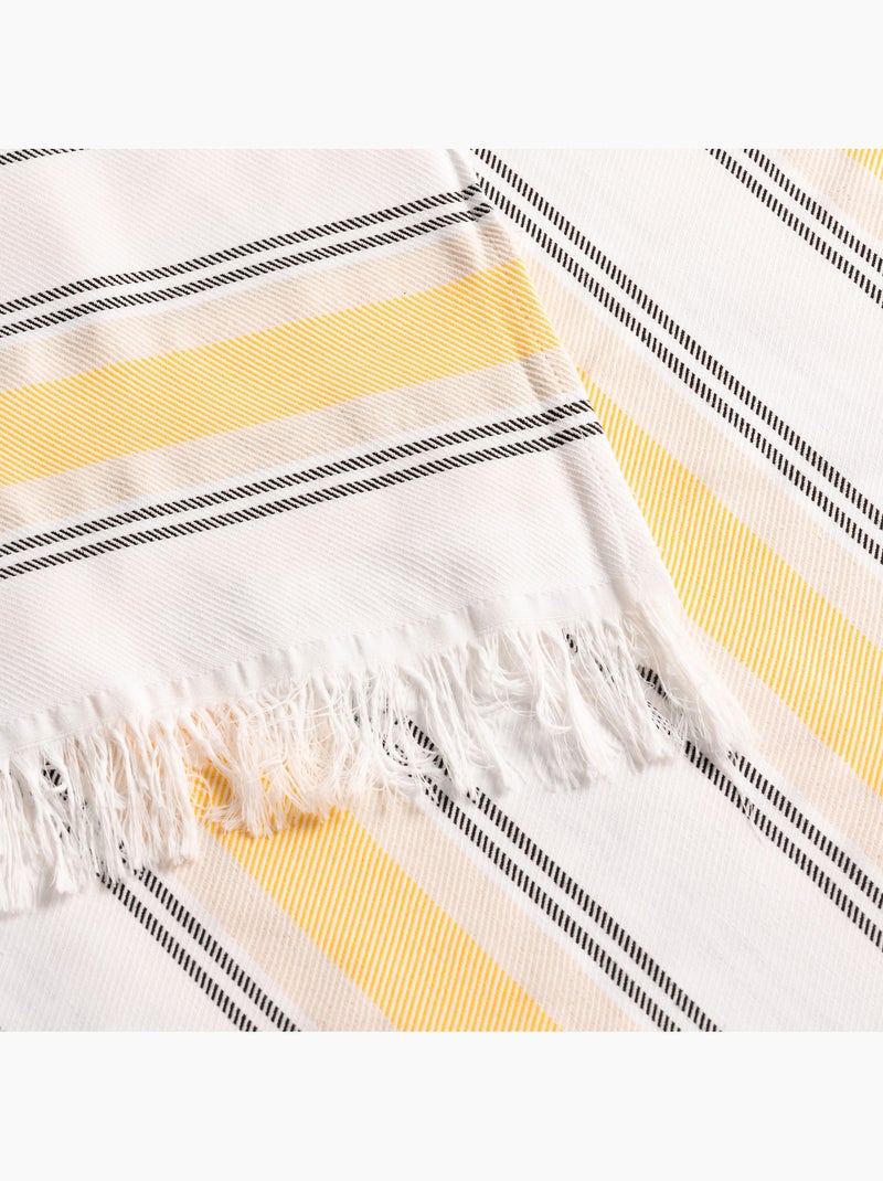 Toalha pareo de praia Fouta, tecido em relevo - Gamusi. Amarelo - Kiabi