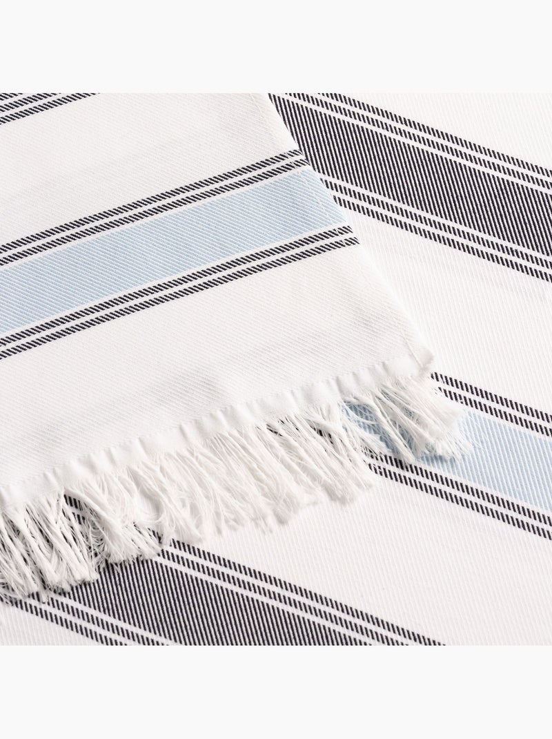 Toalha pareo de praia Fouta, tecido em relevo - Gamusi. Azul-marinho - Kiabi