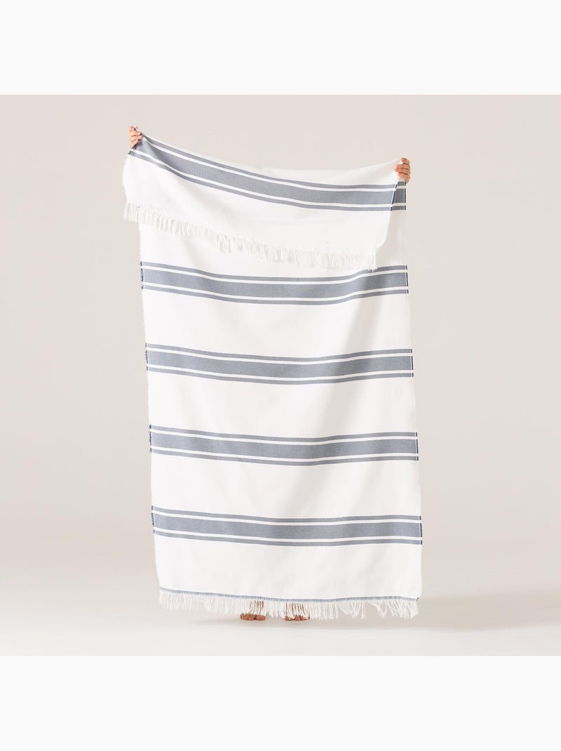 Toalha pareo de praia Fouta, tecido em relevo - Gamusi. Azul - Kiabi