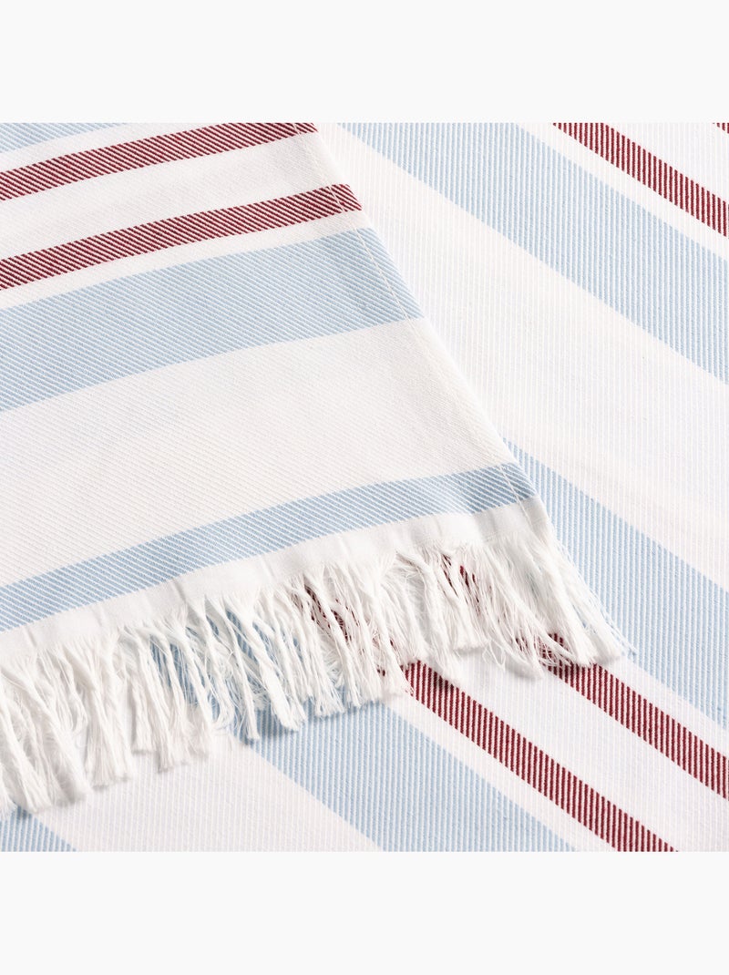 Toalha pareo de praia Fouta, tecido em relevo - Gamusi. Azul Vermelho - Kiabi