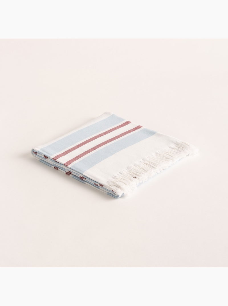 Toalha pareo de praia Fouta, tecido em relevo - Gamusi. Azul Vermelho - Kiabi