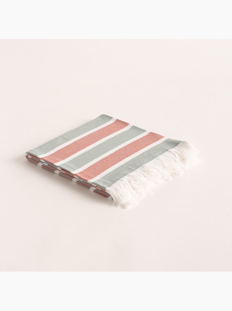 Toalha pareo de praia Fouta, tecido em relevo - Gamusi. Branco Vermelho - Kiabi