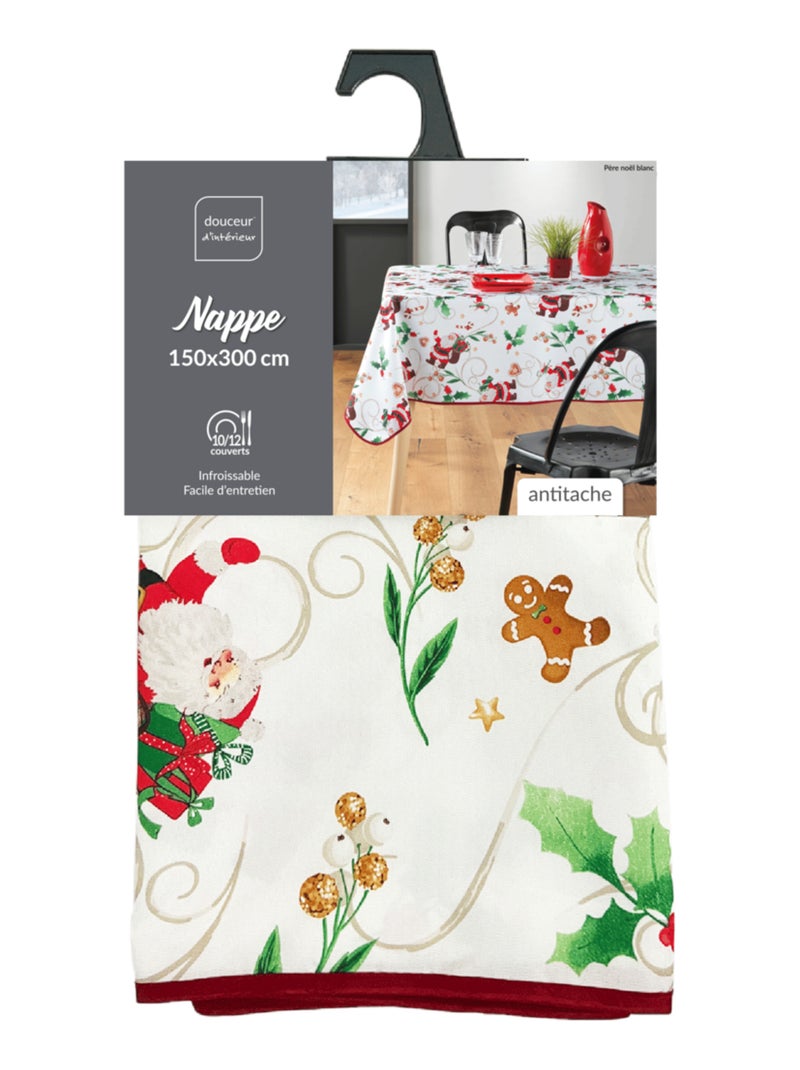 Toalhas de mesa poliéster père noël blanc promo linge Branco - Kiabi
