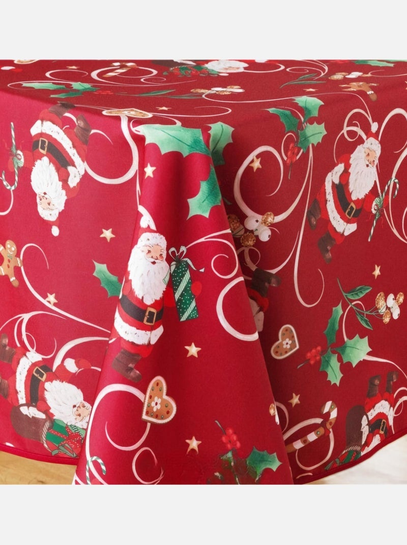 Toalhas de mesa poliéster père noël rouge motif houx promo linge Vermelho - Kiabi